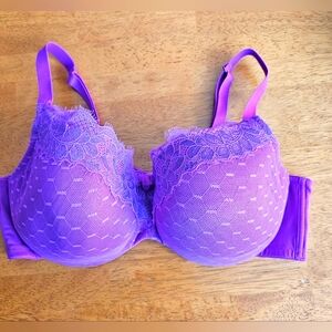 CACIQUE Womens Pinkish Purple Lined, Underwire Lacy Bra - Size 40DD